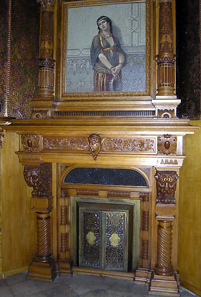 Stove with mosaics by the studio of Antonio Salviati. 