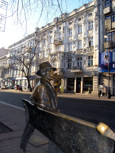 Julian Tuwim's Bench in Piotrkowska Street, Lodz.